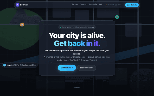 ReCreate homepage, desktop